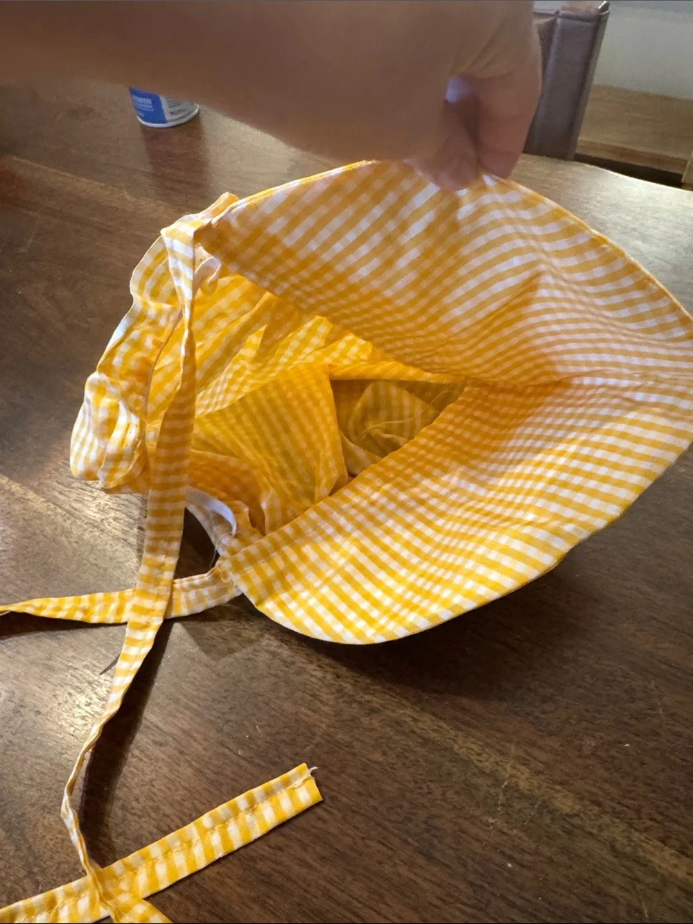 Vintage Yellow Gingham Sun Bonnet for Kids